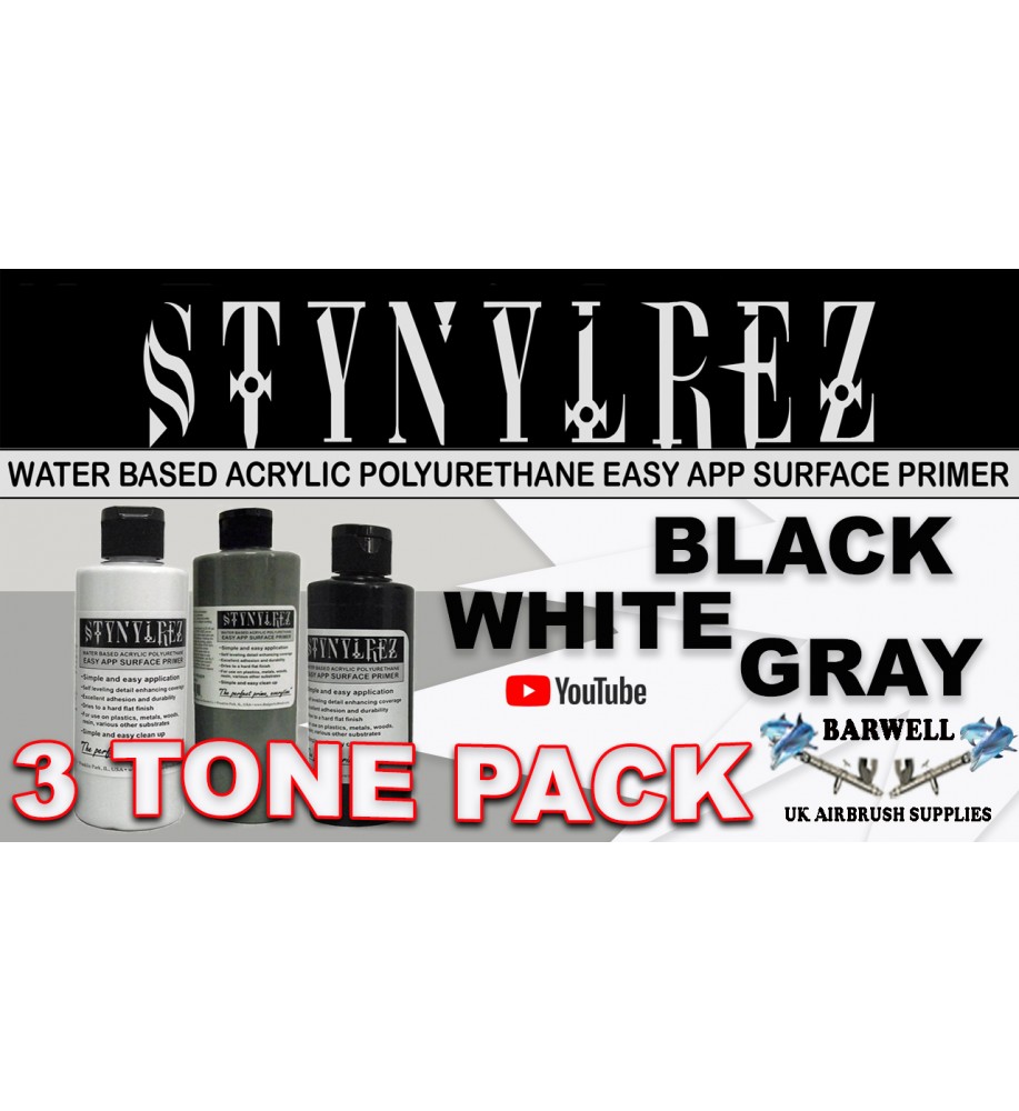  Badger Air-Brush Co. SNR-410 Stynylrez, 3 Piece Assortment,  White, Gray, Black, 12 Ounce