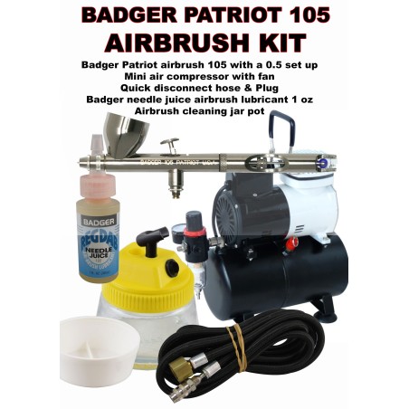 Badger airbrush Patriot 105 with  mini airbrush compressor set up